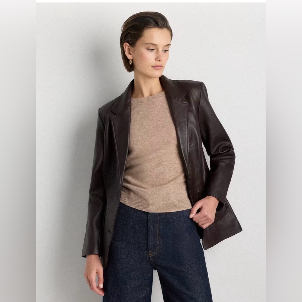 Quince Leather Blazer XS, NWT